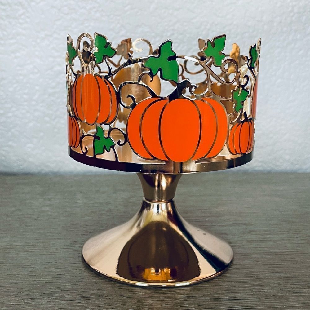 Fall Pumpkin Gold Metal Candle Holder Sleeve